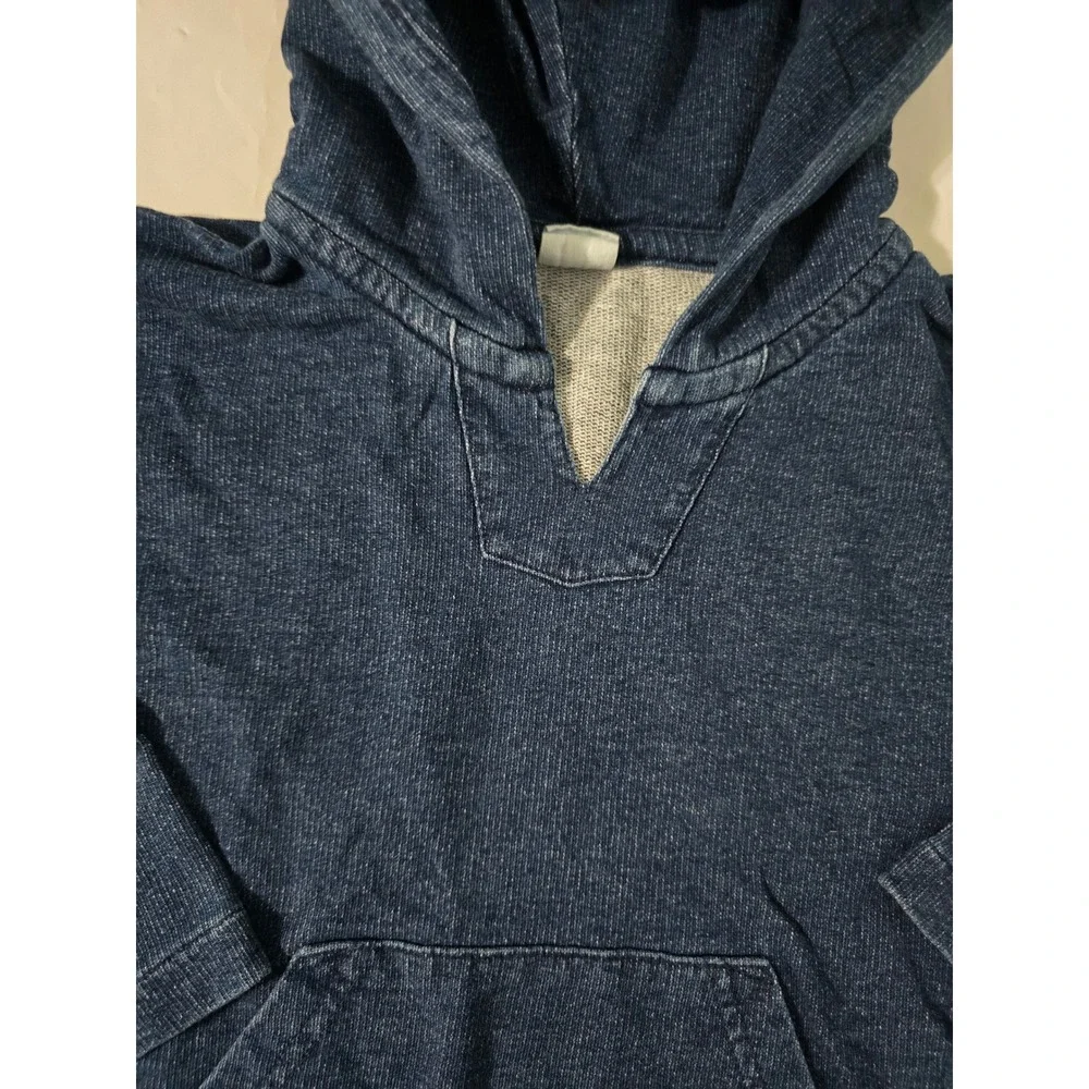 Baby Gap Toddler Boys Blue Denim Wash French Terry Hooded Pullover Sweater 4T